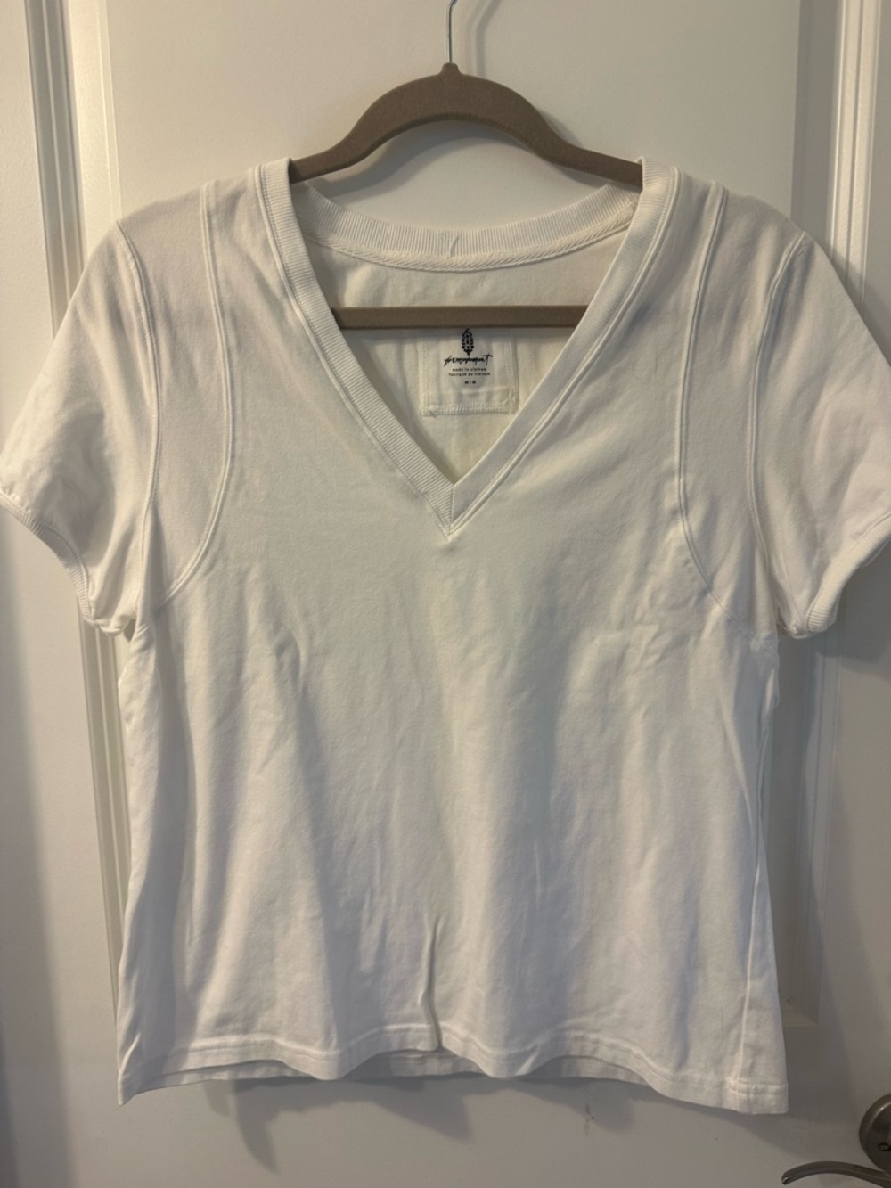 Free People Movement Classic White V-Neck Tee, M